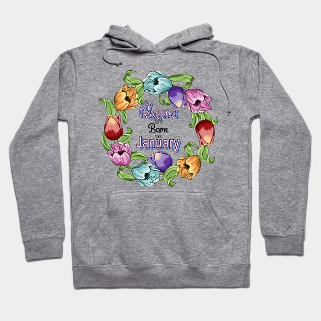 Queens Are Born In January Hoodie by Designoholic